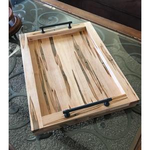 ถาดไม้มีหูจับ ถาดเสิร์ฟอาหาร งานฝีมือธรรมชาติ ถาดทำมือ ถาดสั่งทำได้ ถาดอเนกประสงค์ สำหรับใช้ในโรงแรม ร้านอาหาร - Product Image 4