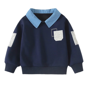 Nueva Sudadera Otoñal para Niños Mayores con un Elegante Diseño Coreano, 100% Algodón, Tela Ligera, Bolsillos Grandes Informales - Product Image 1