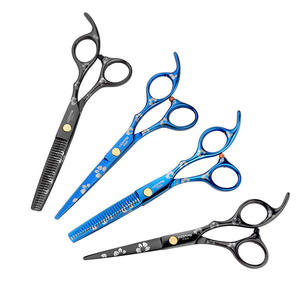 Ciseaux de barbier professionnels en acier inoxydable 4Cr13 de 6 pouces, plaqués bleu, pour droitiers, ciseaux de coiffeur, ciseaux de coupe de cheveux professionnels - Product Image 1