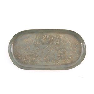 ถาดเสิร์ฟรูปวงรีโลหะทำมือแบบ OEM ลายใบไม้สไตล์เรสติก สำหรับใช้ในครัว โรงแรม ร้านอาหาร และจัดแสดงอาหาร - Product Image 1