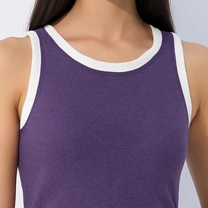 Camiseta sin mangas corta de algodón blanca con cuello redondo para mujer, estilo holgado, ideal para yoga, deporte y fitness, diseño personalizado de verano. - Product Image 6
