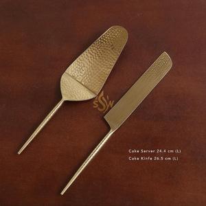 Ensemble de spatules à gâteau en métal de style classique avec design martelé, couteau à dessert et pelle à tarte pour mariage, vaisselle au design intemporel - Product Image 4