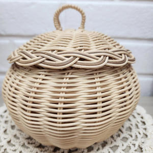 กล่องเก็บของหวายขนาดเล็ก กล่องฝาปิดสานทำมือ สำหรับใส่เครื่องประดับจิ๋ว - Product Image 4