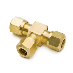 Raccord de compression en laiton, raccord en T à 3 voies, surface lisse, haute qualité, doré - Product Image 3