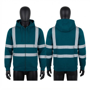 Sweat à capuche de travail réfléchissant en molleton 100 % coton 320 GSM de qualité supérieure, motif dessin animé bleu sarcelle, doublé, écologique, logo personnalisé OEM ODM - Product Image 1