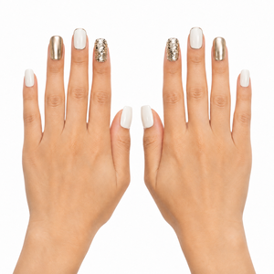 Bague en acrylique d'armure d'échelle courte Pure White Champagne Gold Glamour Sparkling Design Prelude - Product Image 6