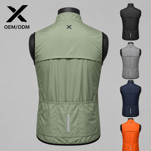 Gilets de cyclisme sportifs imperméables pour hommes X, fermeture éclair intégrale, col montant, coupe ajustée, en polyester, pour l'automne, plusieurs couleurs, OEM/ODM - Product Image 2