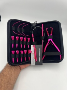 AL-FARDAN INSTRUMENTS Kit d'outils professionnels pour extensions de cheveux, prix de gros, couleur rose métallique, pinces, crochets, clips - Product Image 5