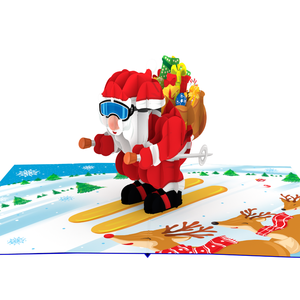 Carte de vœux 3D pop-up sur le thème du Père Noël en avion, avec enveloppe, faite à la main pour Noël, en papier, pour les fêtes - Product Image 4