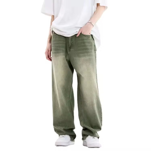 Jeans amples vintage délavés pour hommes, coupe décontractée, pantalon en denim à jambe large, style streetwear hip-hop, OEM personnalisé, vente en gros - Product Image 2