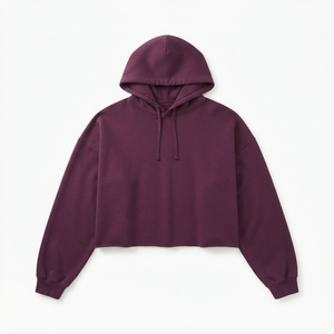 เสื้อฮู้ดดี้โอเวอร์ไซส์สีชมพูสำหรับผู้หญิง แขนยาว ทรงหลวม ไหล่ตก สไตล์ครอป เหมาะสำหรับฤดูใบไม้ร่วง - Product Image 5