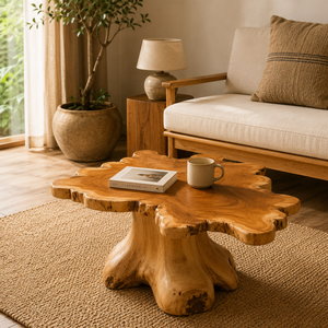 Table basse ARTERRA en teck massif, faite à la main, écologique, facile à nettoyer, durable, moderne, en racine de teck récupérée, mobilier de maison - Product Image 6