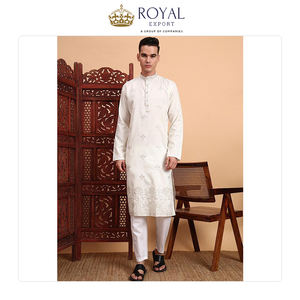 Ropa Tradicional para Hombres, Estilo Fiesta y Boda, Kurta de Algodón con Bordado y Pijama de Algodón de Fabricante Indio - Product Image 3