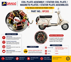 Bobina de estator Bajaj Chetak 6V, estator tipo punto Bajaj Chetak 6V, placa de bobina Bajaj Chetak, conjunto de placa de bobina de estator Bajaj Chetak - Product Image 4