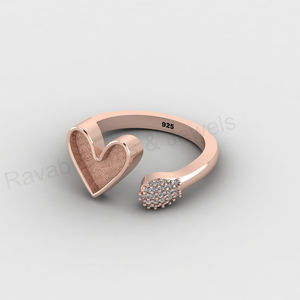 Solid 925 Silver 10mm Heart Blank Bezel Adjustable <b>Ring</b> Setting With CZ Breastmilk DIY Resin Filling Keepsake Jewelry Findings - Product Image 3