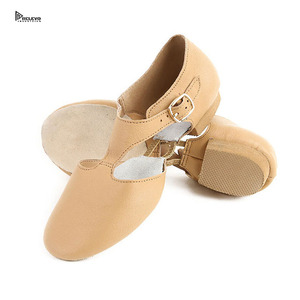 Chaussons de danse professionnels en cuir PU à semelle fendue avec sangle élastique, souples et flexibles, pour la pratique de la danse jazz, vente en gros - Product Image 5