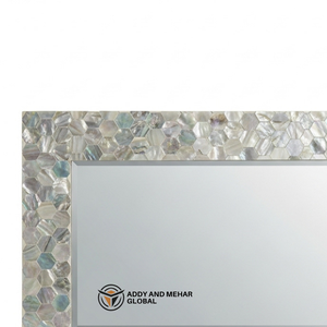 กระจกติดผนังรูปทรงสี่เหลี่ยมหรูหราประดับมุกเปลือกหอย งานฝีมือโมเสคเปลือกหอยตกแต่งบ้านระดับพรีเมียม - Product Image 6