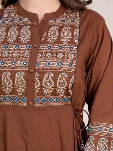 <b>Women</b> Cotton Salwar Kameez Set Orange Embroidered Traditional Ankle-Length Loose Fit Ethnic Outfit for Casual Wear India - Product Image 5