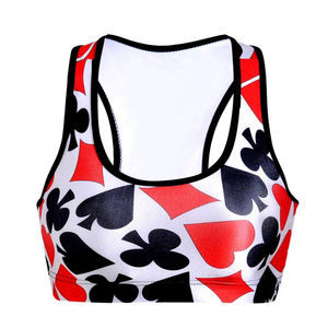 Soutien-gorge de sport personnalisé à imprimé poker, respirant, maintien moyen, en Spandex et Polyester, pour le fitness - Product Image 1