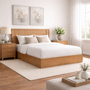 Premium Wooden Platform <b>Bed</b> <b>Frame</b> With Headboard Modern Bedroom Furniture OEM ODM Customized Design Available - Product Image 5