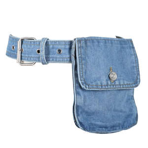 Sac banane en jean bleu décontracté, petit format, avec sangle réglable, porte-téléphone, vente en gros - Product Image 5