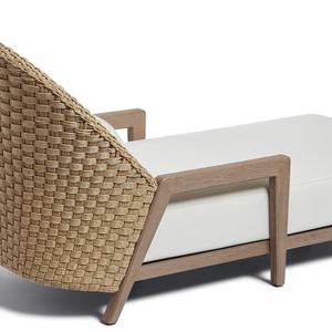 Chaise longue Holando en teck massif de haute qualité avec rotin synthétique et coussin pour usage extérieur. - Product Image 4