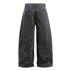 Pantalon cargo en jean taille haute coupe ample pour homme, style utilitaire en coton délavé, couleur unie, jambe large, idéal pour l'automne - Product Image 3