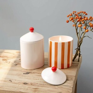 ภาชนะใส่เทียนเซรามิคลายโบว์วาดด้วยมือ ผนังหนา ทนความร้อน ผิวเรียบเงางาม หรูหรา ใช้ซ้ำได้ ตกแต่งบ้าน - Product Image 5