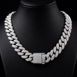 Collar de Plata de Ley 925 con Eslabones Cubanos, Cadena de Moissanita Iced Out, Bañado en Rodio, Joyería Unisex Hip Hop para Fiesta - Product Image 2