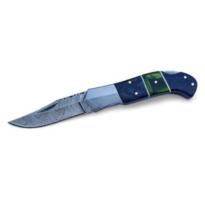 Cuchillos Plegables Personalizados Hechos a Mano con Hoja de Patrón Damasco, Borde Afilado, Herramienta Compacta de Bolsillo para Caza, Camping y Aventuras al Aire Libre - Product Image 1
