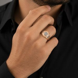 Rose Gold Tone Oval Signet <b>Ring</b> <b>Crystal</b> Rhinestone Accent Alloy Jewelry for Gift Party - Product Image 5