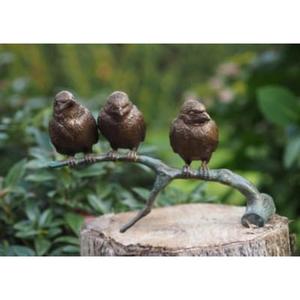 Sculpture décorative d'oiseaux en bronze assis sur un tronc, artisanat métallique pour la décoration de la maison et du jardin - Product Image 2