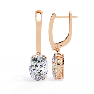 Boucles d'oreilles pendantes en diamant taille ovale avec fermoir à levier, plaqué or blanc, bijoux de luxe pour mariage, fête ou cadeau - Product Image 3