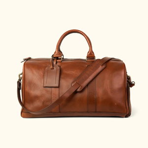 Genuine Leather <b>Duffel</b> <b>Bag</b> with Adjustable Strap Zipper Closure 20-30L Capacity for Men Travel Casual Style - Product Image 1