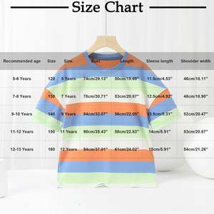 T-shirt personnalisé avec logo OEM, 100% coton, 180 GSM, pour enfants, à manches courtes rayées, col rond, t-shirts surdimensionnés, hauts pour filles et garçons, chemises d'été - Product Image 6