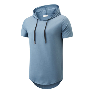 T-shirt à manches courtes à capuche pour homme, vêtements de mode, t-shirt décontracté d'été, coupe classique, t-shirt à manches courtes, taille et couleur personnalisées - Product Image 1