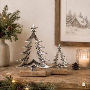 Figura Decorativa de Pino Metálico Personalizada con Base de Madera, Decoración Festiva de Invierno, Proveedor Mayorista - Product Image 1