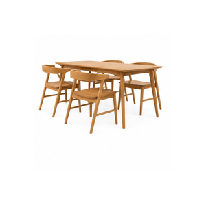 Ensemble de salle à manger ARTERRA, style scandinave moderne de luxe, table rectangulaire en teck avec chaises pour projet hôtelier - Product Image 1