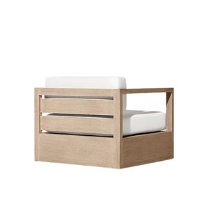 Sillón de Exterior Premium, Diseño Geométrico de Madera de Teca Sólida, Cojín Grueso y Suave, Resistente a la Intemperie, Muebles de Jardín Modernos - Product Image 3