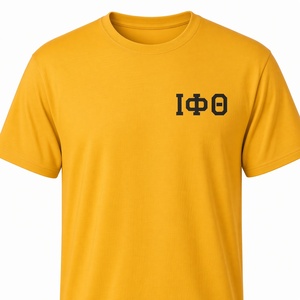 Camiseta de manga corta con cuello redondo y estampado de letras griegas de World Famous Crest Gold para hombre, estilo casual, para hermandades y campus. - Product Image 6