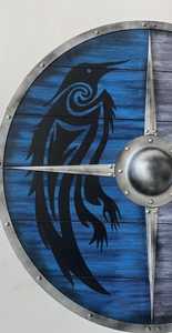 Bouclier Viking Corbeau Fait Main |   Armure Métallique Antique Moderne pour Décoration Nordique et Cosplay - Product Image 4