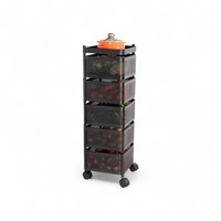 Chariot de rangement alimentaire commercial multifonctionnel MS, étagère de cuisine avec trois paniers solides et roulettes en PU