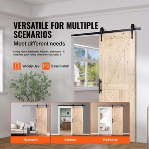 Kit Ferramenta per Porta Scorrevole in Legno 8 in 1, Guida a Pavimento D 76x213 cm, Funzionamento Fluido e Silenzioso per Porte Scorrevoli da Soggiorno - Product Image 2