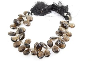 Cuentas facetadas de cuarzo ahumado en forma de pera para la elaboración de collares, cuentas sueltas de piedra en forma de gota. - Product Image 1
