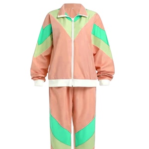 Survêtement de sport zippé pour femme, manches longues, avec logo frontal, col montant, poches, en polyester uni de poids moyen, nouveau style - Product Image 6