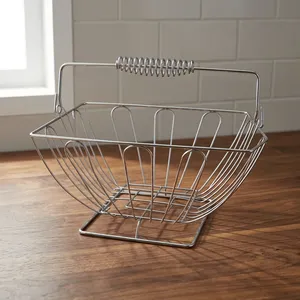 Panier en fil d'acier inoxydable avec poignée, panier de rangement et de service multifonctionnel pour la cuisine - Product Image 5