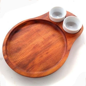 Tabla redonda de madera natural para pizza con asa, bandeja de servir para cocina, para queso, pan y charcutería, tabla ecológica. - Product Image 5