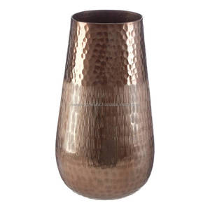 Bronze Aluminium Grand Vase Plateau De Service Moitié Martelé Moitié Texturé Fleur Unique Décor À La Maison Table Pièce Maîtresse Usage Domestique - Product Image 2