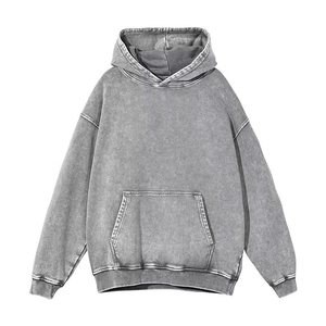 Sweat à capuche unisexe d'hiver brodé, coupe oversize, délavé à l'acide, épais 420 GSM, style streetwear vintage, fabricant OEM - Product Image 4