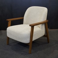 Sillón Tapizado de Estilo Moderno de Mediados de Siglo con Patas de Madera de Teca, Muebles para Sala de Estar, Apartamento u Hotel, Modelo CHA58